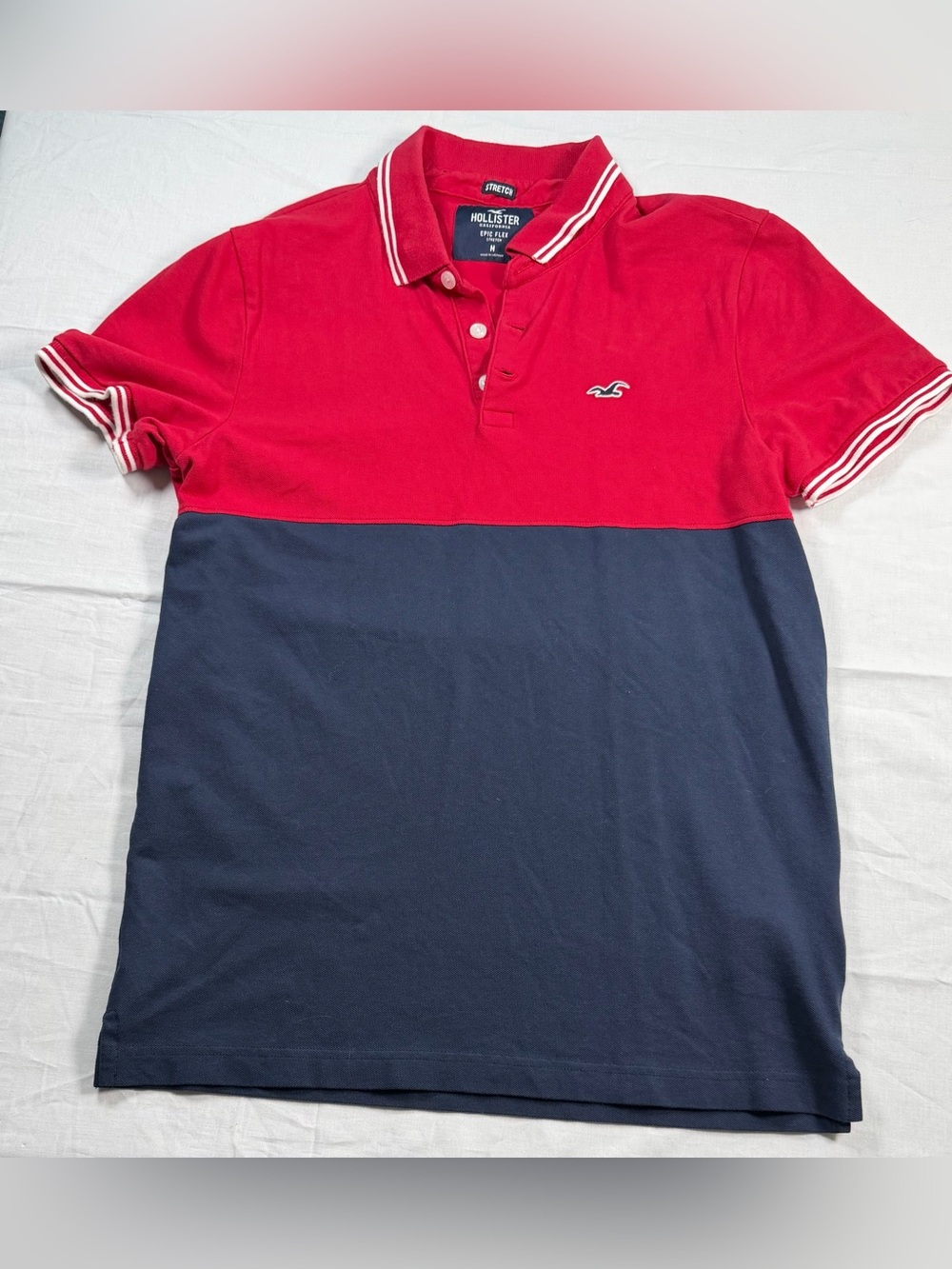 Hollister Two-Tone Red and Navy Polo Shirt